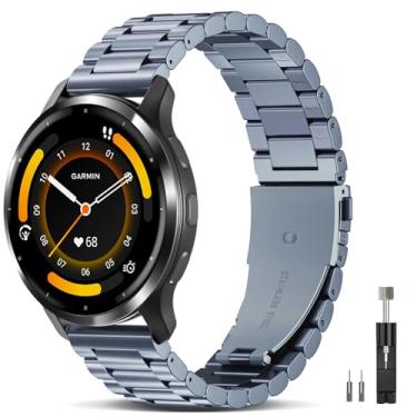 Imagem de EverAct Pulseira de substituição de aço inoxidável de liberação rápida de 22 mm compatível com Garmin Venu 3 de 45 mm/Venu 2/Vivoactive 4 de 22 mm para Forerunner 570-47 mm/265/255/255 Music masculino