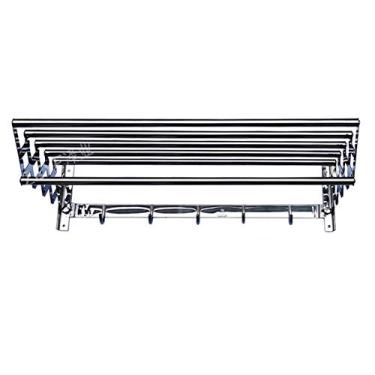 Imagem de AKALNNB Escorredor de roupa sanfonada dobrável montado na parede barra de toalha para quarto, banheiro, interior, exterior, dobrável, cabide hesline para economizar espaço para casa ()