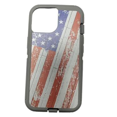Imagem de Capa externa de borracha de substituição compatível com iPhone 14 Pro Max Otterbox Defender Series Case (USflag)