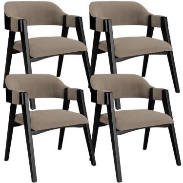 Imagem de Kit 4 Cadeiras Sala De Jantar Estar Living Estofada Suran L02 Preto Bo