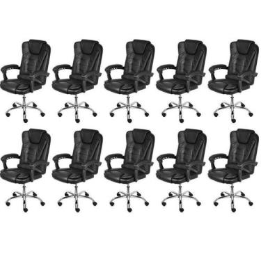Imagem de Kit 10 Cadeiras Escritório Presidente Estofada material sintético Jaca