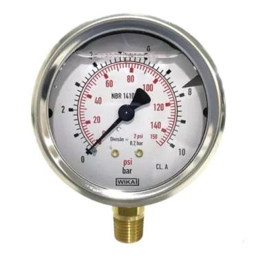 Imagem de Manômetro de Pressão com Glicerina 0 a 10 bar Wika Medidor