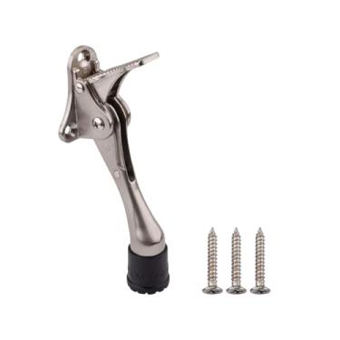 Imagem de Primero Basics Rolha de porta, batente de porta de 10 cm – Suporte de porta cromado resistente com base de borracha antiderrapante, batente de porta durável para parte inferior da porta, para casa