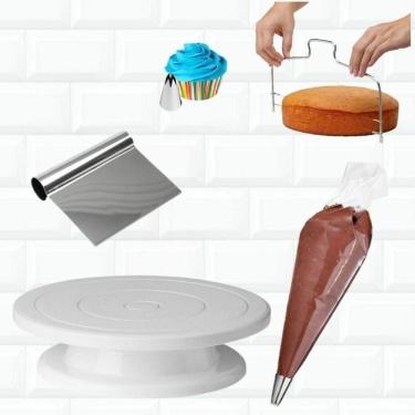 Imagem de Kit Bailarina Giratoria + Espatula Tubular Nivelador De Bolo