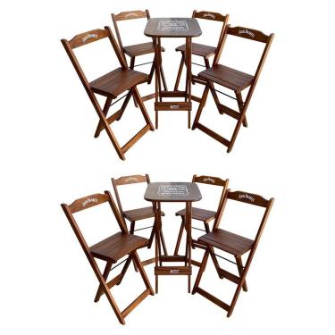 Imagem de Kit 2 Conjuntos Bistrô Mesa Com 4 Banquetas Dobráveis De Madeira Personalizada Jack - Imbuia
