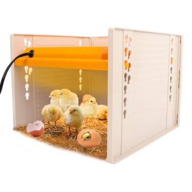 Imagem de Placa de aquecimento para pintinhos de 25,4 cm x 25,4 cm com temperatura ajustável, aquecedor de chocadeira para pintinhos em alturas ajustáveis, placa de chocadeira para pintinhos aquecedor de aves