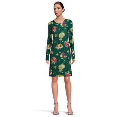 Imagem de Norma Kamali Vestido feminino Kamali Kulture Go gola redonda, Verde floral multi, M