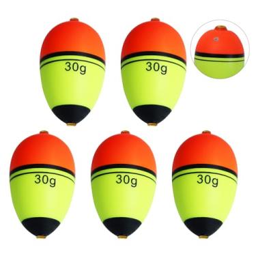 Imagem de CWSDXM Flutuadores deslizantes, flutuadores e boias de pesca em EVA com furo para peixe, Walleye, Panfish e robalo, bobinas deslizantes ajustáveis com flutuação de 9,9 g a 129,9 g (30g Floatage-5PCS)