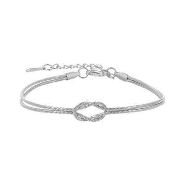 Imagem de Pulseira de amizade com nó de amor para mulheres: pulseiras de relacionamento de alma gêmea de aço inoxidável para sempre joias infinitas presentes para Natal, dia dos namorados, Standard, Aço