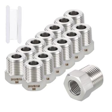 Imagem de Rebower Pacote com 15 adaptadores macho para FeMale de aço inoxidável 304, 1/5.1 cm macho NPT x 1/10.2 cm FeMale NPT redutor de bucha sextavada com fita de vedação para industrial, fluido, jardinagem