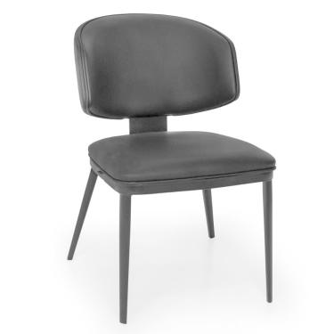 Imagem de Cadeira De Jantar Estofada Siena Design Italiano Encosto Flutuante Com Espuma De Alta Densidade Base Metálica - Preto