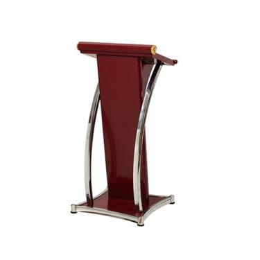 Imagem de Suporte de madeira para pódio, pódio de púlpito de igreja, púlpito de pódio branco de madeira maciça para igreja, palestras e pódios modernos com superfície de leitura inclinada para entrada de