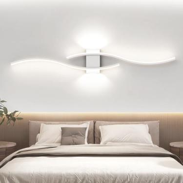 Imagem de Luminária de parede LED moderna com design ondulado, ideal para ambientes internos e externos, como quarto, sala de estar, corredor e varanda - Luz branca, 6000K, 100cm