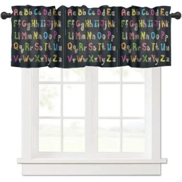 Imagem de GoDazzling Alfabeto colorido ABC saia de cortina de cozinha, estampa de arte educativa para janela, para quarto, sala de estar, café, banheiro, 1 painel L 137 x C 45 cm