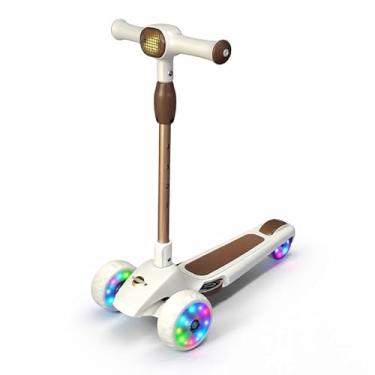 Imagem de Patinete Infantil Super Leds com LED, Branco, Altura Ajustável 55cm, Base Antiderrapante, Rodas com Luzes, Capacidade 30kg