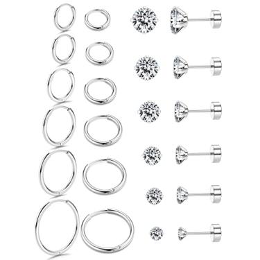 Imagem de FASACCO Brincos de cartilagem de costas planas de 20 g, brincos de hélice banhados a ouro 14 K, mini brinco de argola pequeno com costas planas, Aço inoxidável, aço inoxidável