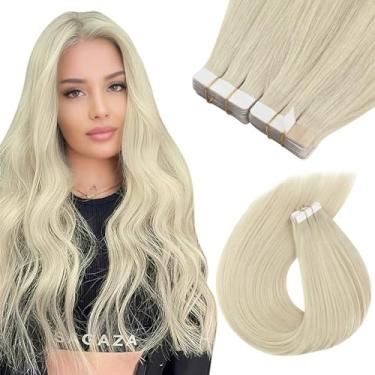 Imagem de Sunny Hair Extensões de cabelo humano com fita adesiva extensões de cabelo humano de 35,5 cm, fita de cabelo humano real em extensões para mulheres, cabelo virgem loiro sólido, trama de pele lisa