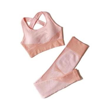 Imagem de Conjunto De Yoga Sem Costura Para Mulheres 2/3 Peças Com Top Cropped D