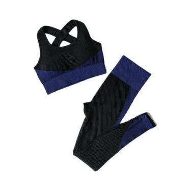 Imagem de Conjunto De Yoga Sem Costura Para Mulheres 2/3 Peças Com Top Cropped D