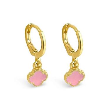 Imagem de Brinco Argolinha Trevo Folheado a Ouro para Bebês e Crianças - Family 