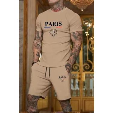 Imagem de Kit Camisa Camiseta e Short Tactel Masculino Paris Estiloso Moderno Te