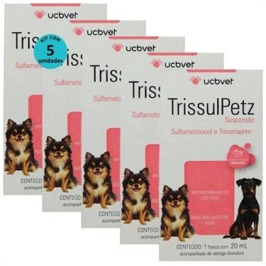 Imagem de Trissulpetz suspensão com 20ml para cães ucbvet kit com 5
