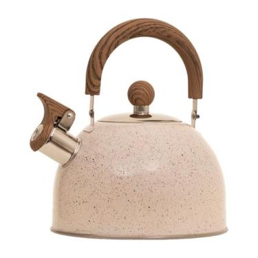 Imagem de Chaleira Inox Apito Bege Marmorizado Cabo Wood Soft 2 Lt - Losan