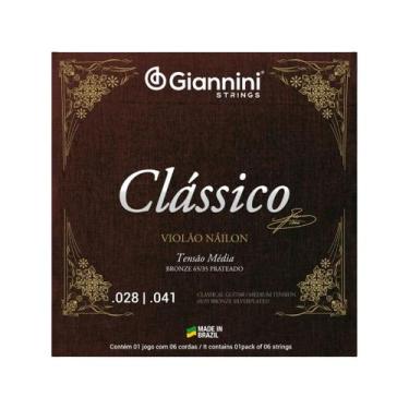 Imagem de Encordoamento Giannini Clássico P/violão Nylon 65/35 Prateado Média Ge