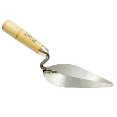Imagem de Colher de Pedreiro 8 Oval para Argamassa e Alvenaria com Cabo de Madeira Resistente Marrom Dtools