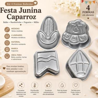 Imagem de Super Kit 4 Assadeira Formas Ballerine Festa Junina Caparroz Balão Ban