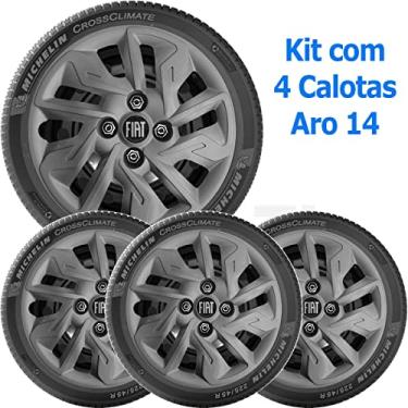 Imagem de 4x Calota Fiat Argo Uno Mobi Aro 14 Grafite com Emblem 292cb