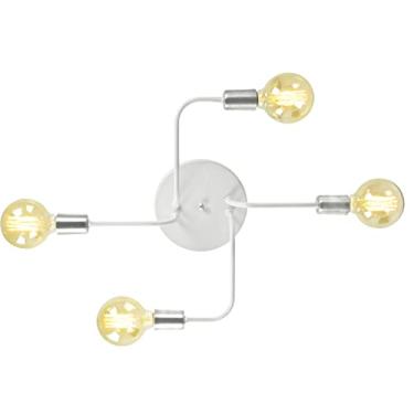 Imagem de Lustre Plafon Hashtag Branco Com Escovado De 4 Braços