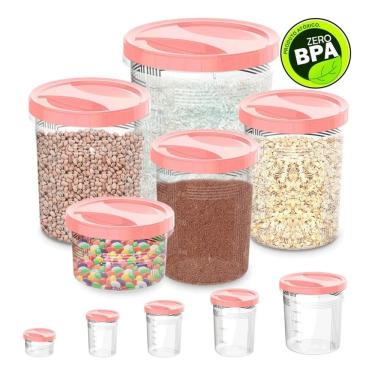 Imagem de Kit Com 5 Potes De Rosca Para Mantimentos Alimentos rosa Uninjet
