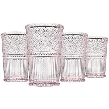 Imagem de Godinger Copos de bebida Highball, copos de vidro altos, decoração vintage, copos de água, copos de coquetel - coleção Claro, 340 g, rosa, conjunto de 4