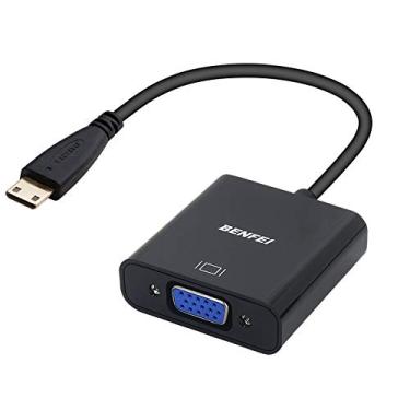 Imagem de BENFEI Mini adaptador HDMI para VGA, mini adaptador HDMI para VGA banhado a ouro (macho para fêmea) para Ultrabooks, notebooks, tablets, câmeras e filmadoras - Preto