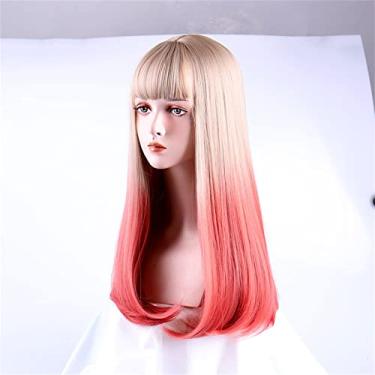 Imagem de Perucas JAMBHALA Longas Retas para Mulheres Peruca Sintética de Cabelo Macio Natural para Diário/Festa/Cosplay 58 CM
