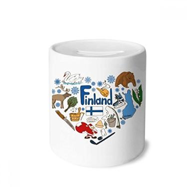 Imagem de DIYthinker Finland Love Heart Landscap National Flag Money Box Saving Banks Ceramic Coin Case Kids Adults