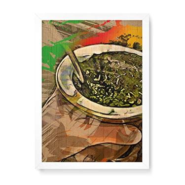 Imagem de Arte Maníacos Quadro Decorativo em Madeira Chimarrão Desenho - 23x16,25cm (Moldura caixa em laca branca)