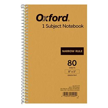 Imagem de Oxford Caderno Kraft para 1 assunto, 12,7 cm x 20,32 cm, régua estreita, capa kraft, papel verde para tonalização, 80 folhas (25-401R)