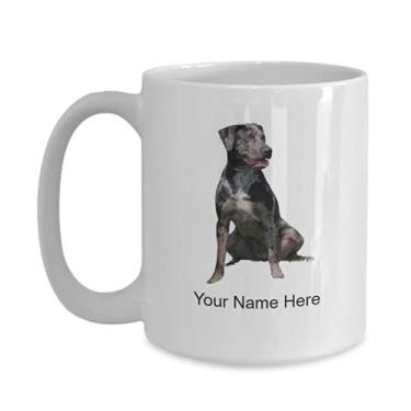 Imagem de Caneca de cachorro de leopardo personalizada - Caneca de café para amantes de cães de leopardo, ideia para crianças que amam meninos e meninas - Caneca de café de 425 g