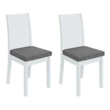 Imagem de Conjunto 2 Cadeiras Sala De Jantar Athenas Linho Cinza E Branco Lopas