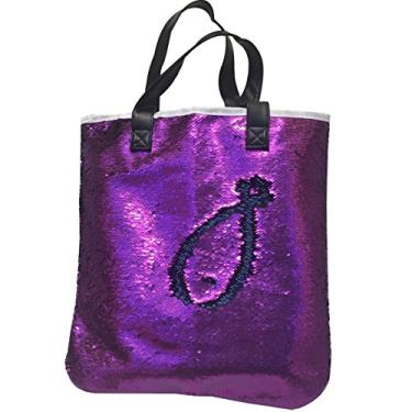 Imagem de Bolsa de ombro Valicclud com lantejoulas e glitter cor gradiente, bolsa de compras feminina moderna com zíper, bolsa de mão para meninas e mulheres (verde e preta), Balconette, Roxa, M