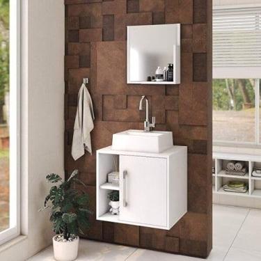 Imagem de Conjunto Banheiro Gabinete, Cuba Quadrada Q32 e Espelheira Soft 500W Compace Branco Chess