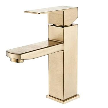 Imagem de Torneira Lavabo Monocomando Banheiro Cor Dourada Misturador Aço Inox 304 - Brinovar