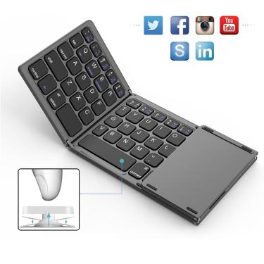 Imagem de Mini Teclado Bluetooth sem fio do teclado do mouse dobrável com touchpad para laptops Tablet ipad Android ios Celulares Teclados
