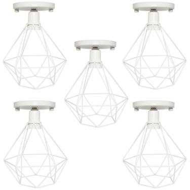 Imagem de 5 Lustres Teto Plafon Industrial Aramado Diamante Retrô Luminária Sobrepor Vintage Agp Ilumini
