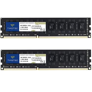 Imagem de Timetec Kit de 8 GB (2 x 4 GB) DDR3 / DDR3L 1333MHz PC3-10600 não ECC sem buffer 1,5 V / 1,35 V CL9 Dual Rank para Dell Optiplex 780 DT/MT/SFF Memory Ram Upgrade e mais (kit de 8 GB de baixa densidade