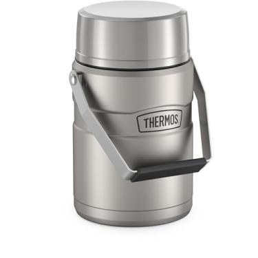 Imagem de THERMOS Stainless King Pote de alimentos isolado a vácuo com 2 recipientes de armazenamento, 1,3 L, aço fosco