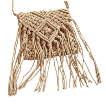 Imagem de Holibanna saco de estilingue feminino bolsa de ombro de palha de algodão bolsa mensageiro para mulheres bolsa feminina bolsa corss crochê bolsa transversal em crochê garota bolsa carteiro