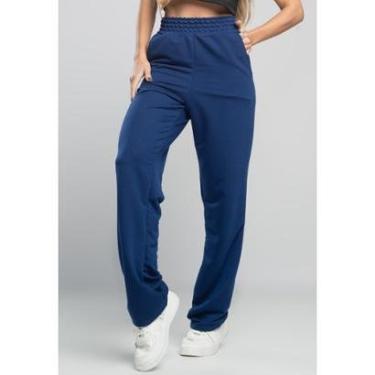 Imagem de Calça Pantalona Wide Leg Flare Franzida Boca de Sino Moletinho Mvb Modas-Feminino